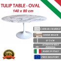 140 x 80 cm Tulip tafel Carrara marmer ovaal