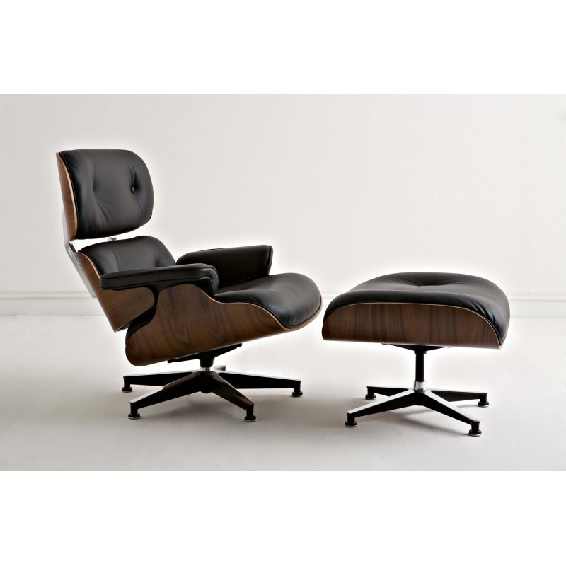 Fauteuil Lounge Chair Charles Eames en cuir Made in Italy