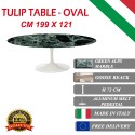 199 x 121 cm oval Tulip table - Green Alps marble