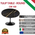 100 cm Tulip tafel swart Guinea marmer ronde