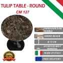 127 cm round Tulip table - Emperador Dark marble