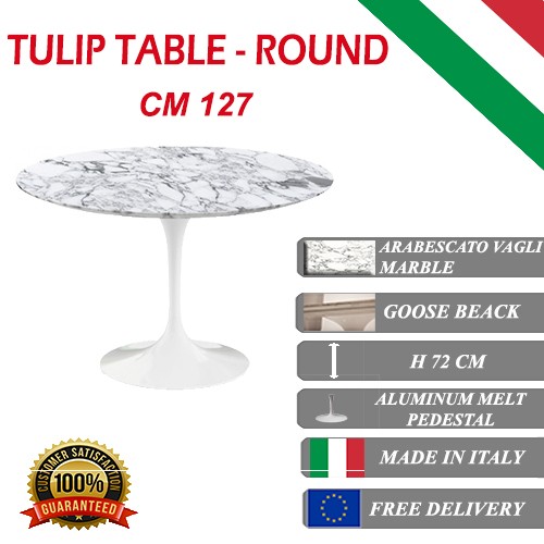 Tavolo Saarinen Tulip da caffe Marmo arabesco - Made in Italy