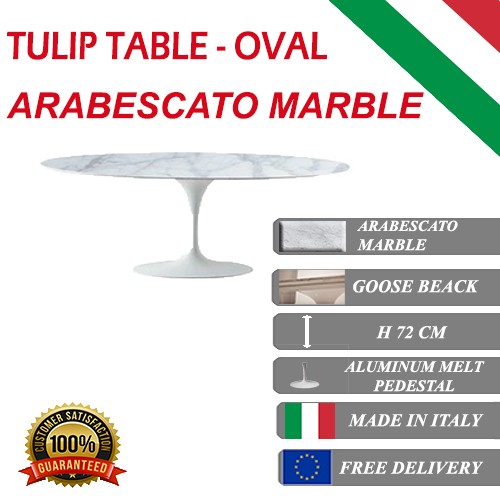 Tavolo Saarinen Tulip da caffe Marmo arabesco - Made in Italy