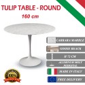 160 cm Tulip tafel Carrara marmer rond