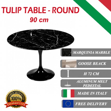90 cm Tavolo Tulip Marmo Marquinia rotondo