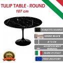 107 cm round Tulip table - Black Marquinia marble